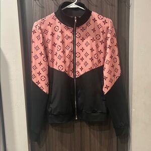 Women's Pink and Black Track Jacket